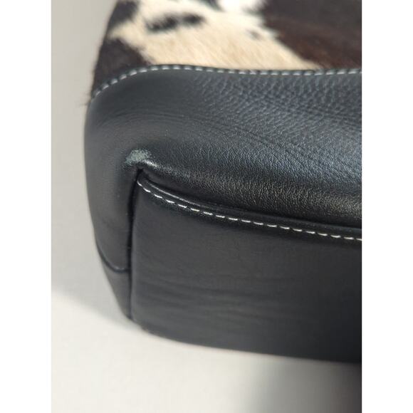 Overland Leather & Cowhide Crossbody Saddle Bag Black/White Boho Western - Picture 9 of 14